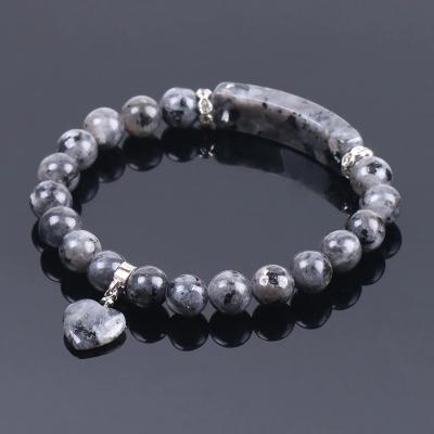 China Hot Selling Fashion Stone Black Glitter Stone Bead String Jewelry Natural Love Pendant Female Bracelets for sale