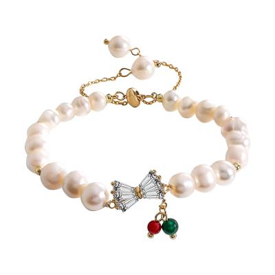 China 2021 Hot Selling Trendy Personality Fashion Elegant Bow Pearl Freshwater Bracelets For Women Jewelry Beads for sale