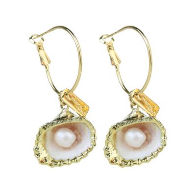 China FASHIONABLE European and American exaggerated irregular personality natural pearl shell geometric earrings for sale