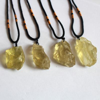 China Fashion Stone Jewelry Women's Stone Necklace Pendant Geometric Rough Natural Ore Rough Citrines for sale