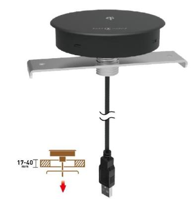 China 9V 1.75A Hudly Invisible Built In Wireless Charger Desk With 1.5M USB Cable for sale