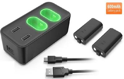 China 550mA*2 XBOX Gaming Accessories Battery Charger With 2 Battery Packs 600mAh for sale