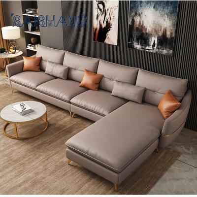 China Foshan Furniture Factory Modern Fabric Sofa Bed Royal Sofa Set Hotel Lobby 7 Seat L Shaped Couches for sale