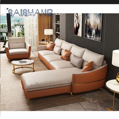 China Foshan modern comfortable sofa furniture factory luxury living room furniture L-shaped couches with chaise for sale