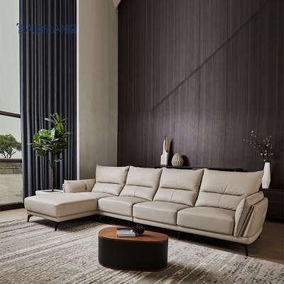 China Modern Design Other Living Room Furniture 2 seaters fabric sofa beige leather couch sofa set L shaped chaise for sale