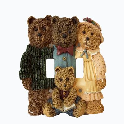 China Decorative Resin Colorful Bears Eco - Friendly Waterproof Lamp Switch Cover for sale