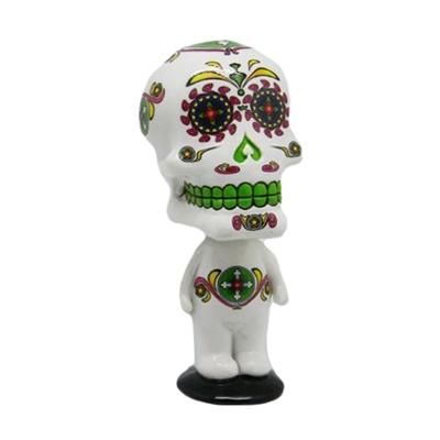 China Europe Sugar Figurine Mexican Day Custom Made of the Dead Resin Skull Shaking White Head for Home Decor for sale