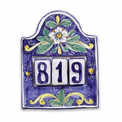 China Metallic Floral Tiles Vintage Glazed Ceramic House Number Tiles Plagues for sale