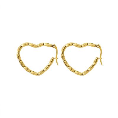 China 2 Sizes Exquisite Elegant Environmentally Friendly Gold Heart Earrings 18K Gold Stainless Steel Jewelry Earrings for sale