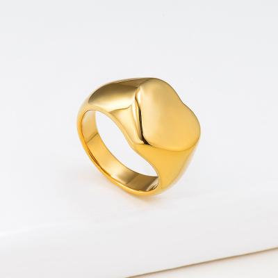 China TRENDY Trendy Round Square Heart Rings Women 18K Gold Plated Stainless Steel Jewelry for sale