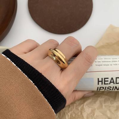 China FASHIONABLE Statement Exaggerated UFO Shape Irregular Shiny Finger Rings 18K Gold Plated Stainless Steel Rings Women for sale