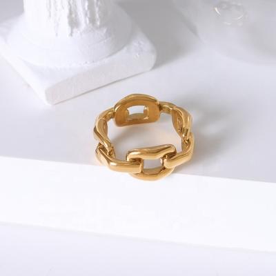 China Ring Chain 18K Lead Free Nickel Free Gold Plated Stainless Steel Tarnish Free Jewelry for sale