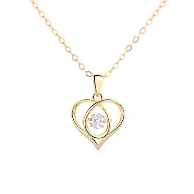 China TRENDY Sparkling Zircon 18K Gold Plated 925 Sterling Silver Heart Necklace Valentine's Gifts for sale