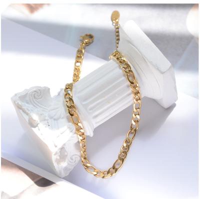 China Trendy Trendy Stainless Steel Rose Gold Silver 18K Figaro Foot Chain Jewelry Gold Plated Anklet Chains Women for sale