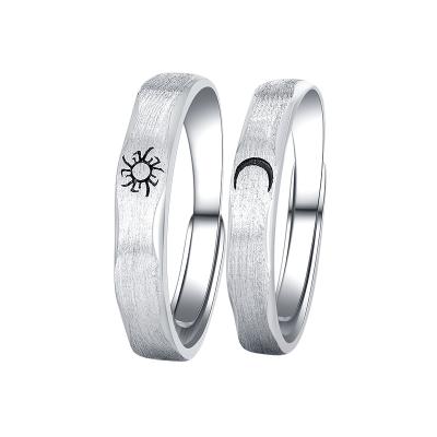 China TRENDY Sun Moon Couples Ring Set Adjustable Lovers 925 Sterling Silver Rings Valentine's Day Gift for sale