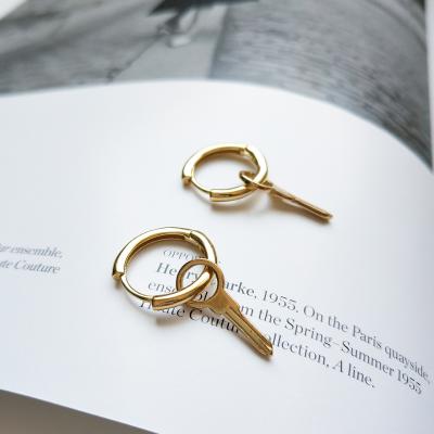 China Environmental Friendly Statement 925 Sterling Silver Jewelry Key Earrings Small Gold Hoop Earrings for sale