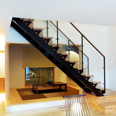 China Home House / Australian Style Wrought Iron Commercial Construction High Quality Wooden Staircase Used Straight Staircase for sale