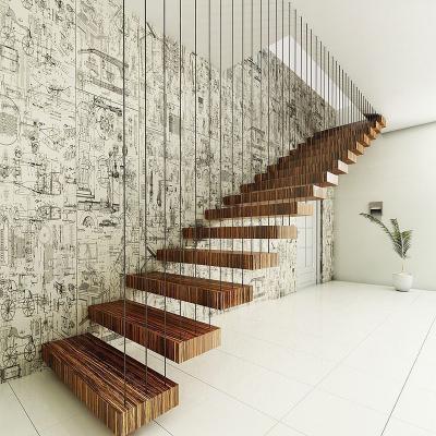 China Home House / Commercial ZOVEE Building Floating Stairs Plans Wood for sale