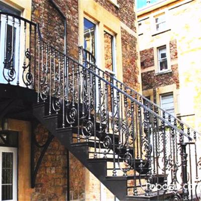 China home room/commercial construction exterior steel straight wrought iron staircase price/exterior black steel staircase for sale