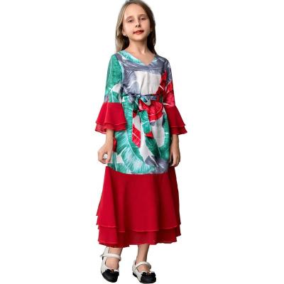 China Wholesale Polyester/Spandex Girls Kids Abaya Dubai Kaftan Long Robe Muslim Dresses Kids Maxi Party Gown Muslim Prayer Islamic Arabic Jilbab for sale