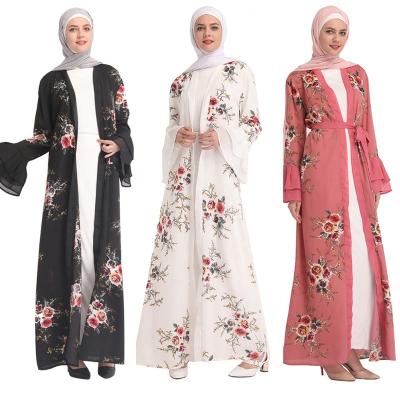 China 2022 Polyester Fashion Women Floral Islamic Lady Abaya Dubai Muslim Same Gowns Maxi Long Dress Formal Gown Prom Kaftan Wedding Dresses for sale