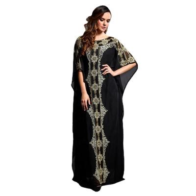 China 2022 Polyester/Spandex Abaya Kaftan Luxury Moroccan Arabic Pray Muslim Dress For Women Print Chiffon Maxi Dresses Turkish Kimono Malaysia Long Dress for sale