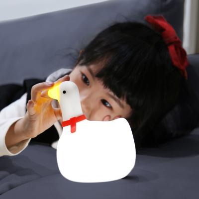 China 2021 New Creative Cartoon Silicone Night Light Swing Switch Goose Bedroom Bedside Sleep With USB Night Fill Light for sale