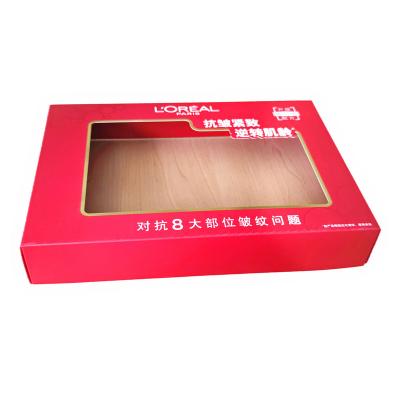 China Recyclable Logo Cosmetic Custom Set Packaging Box With Transparent Window for sale