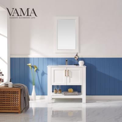 China VAMA Waterproof 36 Inch American Design Wooden White Bathroom Vanity With Sink 784036 for sale