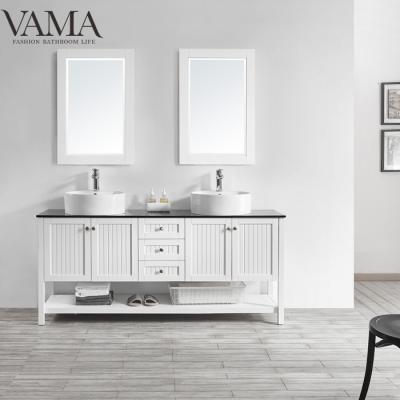 China Waterproof VAMA 72 Inch High End Hotel American Double Sink Bathroom Vanity Cabinet 756072 for sale