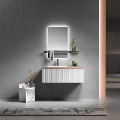 China VAMA 1000mm Waterproof Modern Custom Made Wall Hung Bathroom Vanity With LED Wall Mirror JA11038 for sale