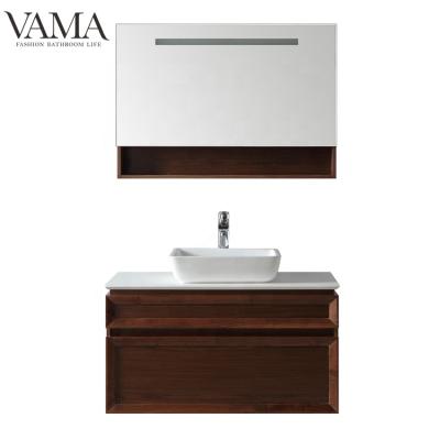 China VAMA 1000mm Waterproof Solid Wood Bathroom Vanity Wall Mounted Cabinet With Led Bathroom Mirror 17100 for sale