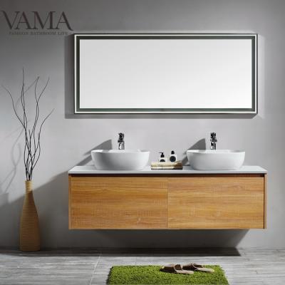 China VAMA 160cm Modern Melamine Modern Double Sinks Hotel Floating Bathroom Vanity Cabinets 811160 for sale