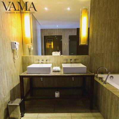 China VAMA Waterproof Timber Bathroom Vanity Luxury Hotel Furniture Wooden Wechat alison_898 for sale