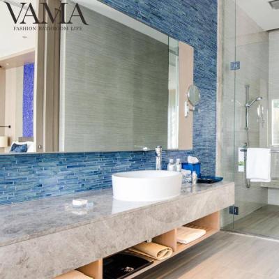 China VAMA Hilton Hotel Waterproof Modern Quartz Table Top Bathroom Cabinet Furniture for sale