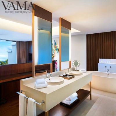 China VAMA Waterproof 72 Inch Golden Double Sink Bathroom Vanity Hotel Furniture for sale