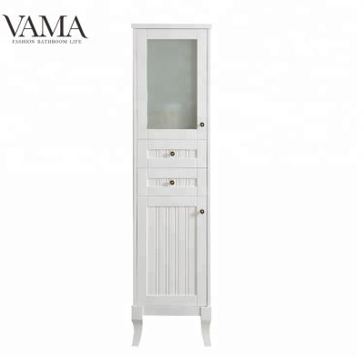 China VAMA factory waterproof 430 mm new design bathroom side storage cabinet in white color 717017 for sale