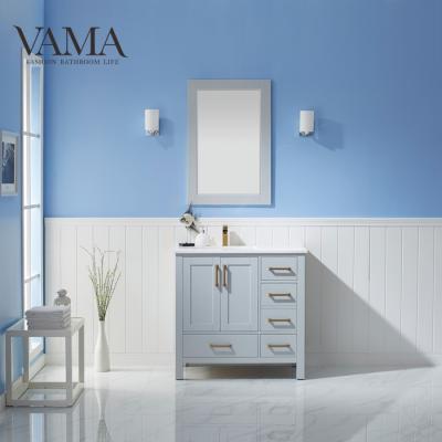 China VAMA Waterproof 36 inch Gray Antique Lumber Sink Bathroom Vanity for Sale in Foshan 785036 for sale