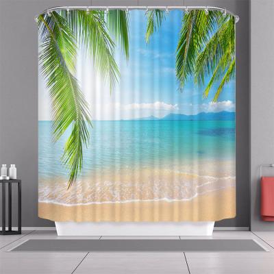 China Seaview Sustainable Series Polyester Shower Curtain Waterproof Digital Custom Printed Bathroom Curtain for sale