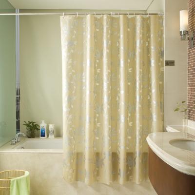 China Sustainable Hook Set Bathroom Peva Bath Flower Printed Custom Shower Curtain Liner for sale