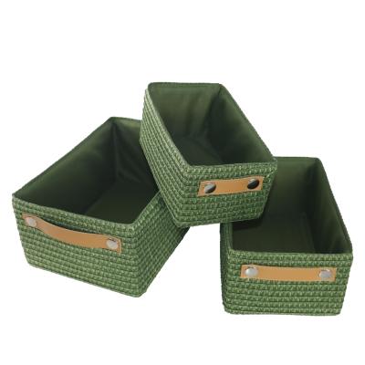 China Sustainable Polypropylene Woven Patient Storage Box Set 3 Fashion Popular Home Baskets for sale