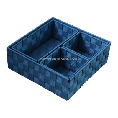 China Useful Storage 4 Multifaction Blue Nylon Woven Basket Durable Viable Set for sale