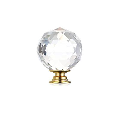 China Clear Glass 40mm Round Modern Crystal Cabinet Knobs, Crystal Drawer Pull Handles for sale