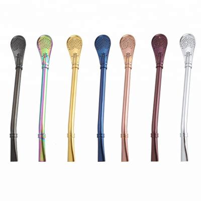 China Various Color Smoothflow Spoon Viable Stainless Steel Yerba Mate Tea Bombilla Straw Filter Drinking Straw for sale