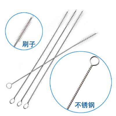 China Viable Single Metal Straw Cleaning Brush Set Nylon Bristle Wire Brush For Bar Accessories for sale