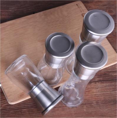 China Wholesale Manual Glass Stocked Stainless Steel Salt and Pepper Grinder for sale