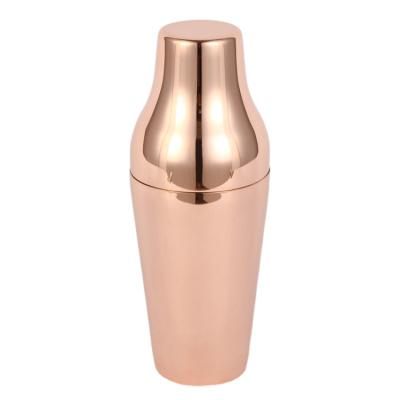 China 650ml Stainless Steel Cocktail Shaker Viable French Shaker 2 Pieces Parisin Shiny Polished Shaker for sale