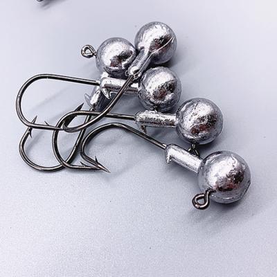 China Multi Sizes 5 Pieces Lead Head 3g 5g 7g 10g 14g Jig Head Barbed Soft Lure Fish Fishing Tackle Exposed Lead Basting Hook for sale