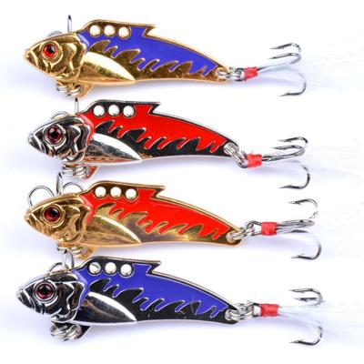 China Alloy 8g 5cm High Quality Hard Artificial Metal Bait Alloy Feather Vib Fishing Lure With Hook And 3D Eyes for sale