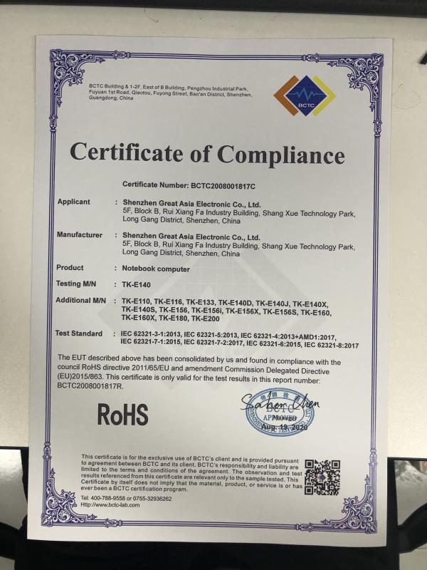 RoHS - Shenzhen Great Asia Electronic Co., Ltd.